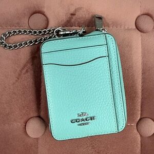 Coach Faded Blue Zip Card Case
